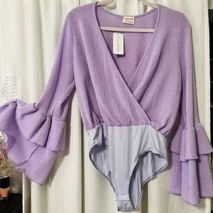 NWT Purple bell sleeve bodysuit